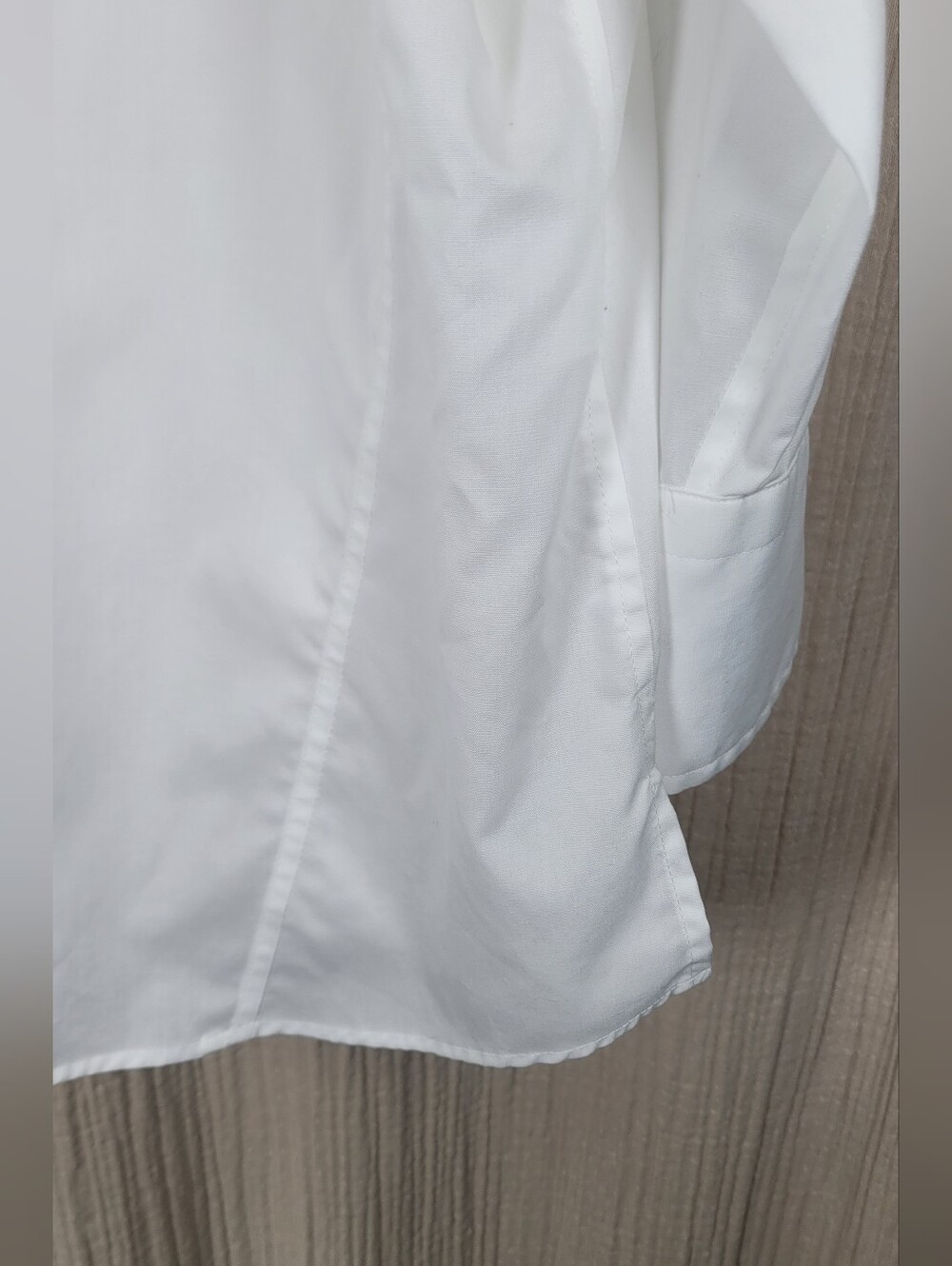 Classic White Button-Front Blouse - 3/4 Sleeve - Picture 14 of 15